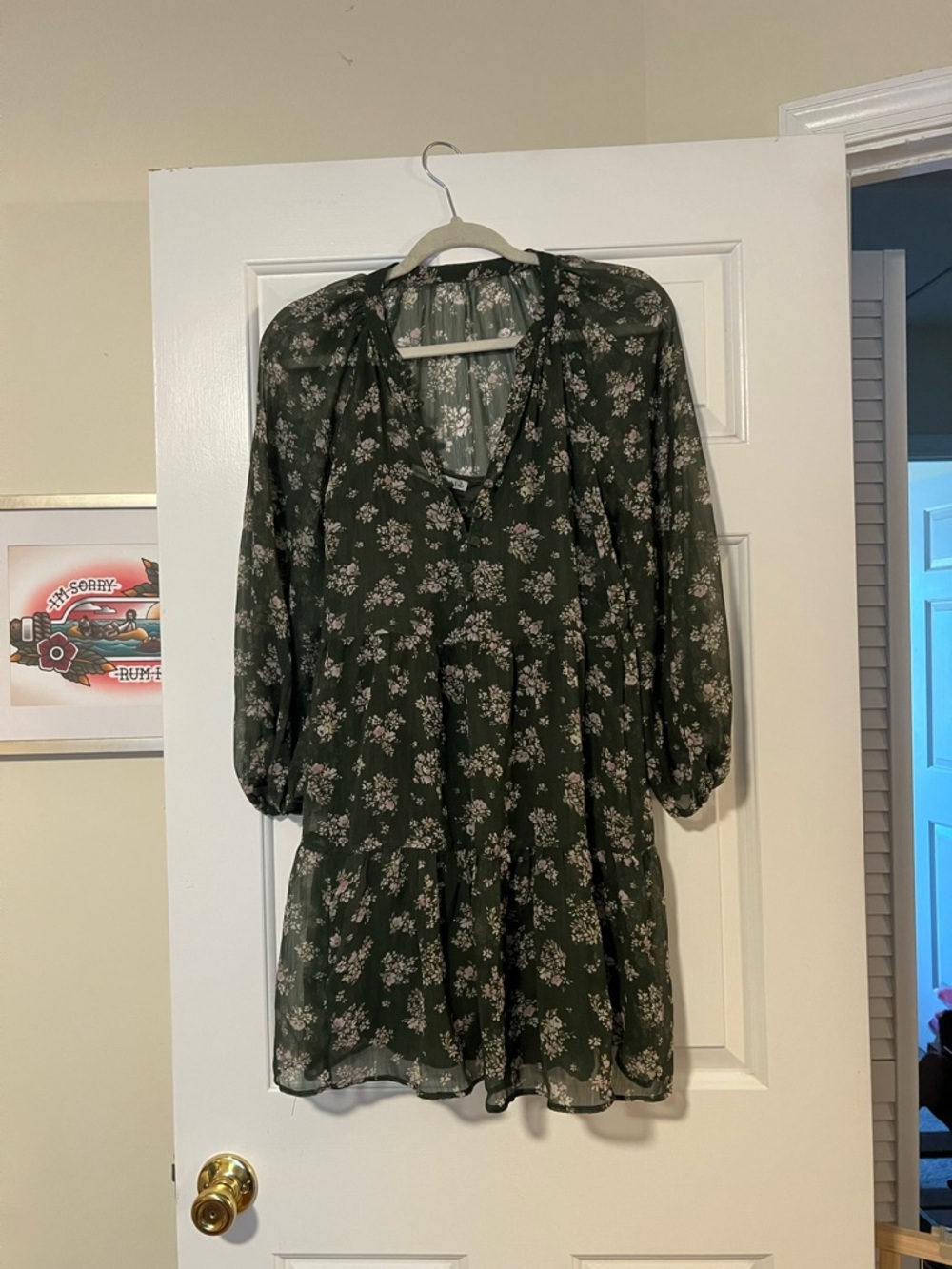 Abercrombie & Fitch Forest Green Floral Button-Up Blouse